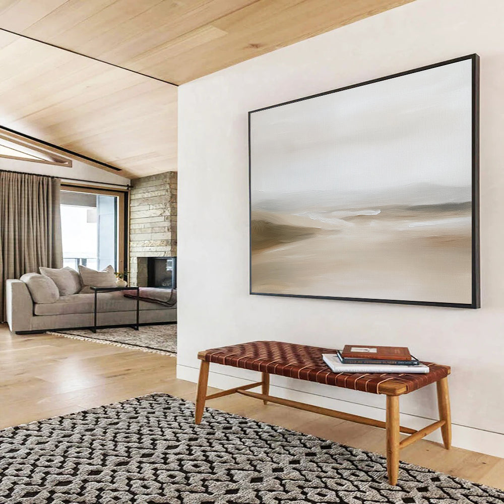 Minimalist Beige Landscape Abstract Painting with Soft Hues DYP592