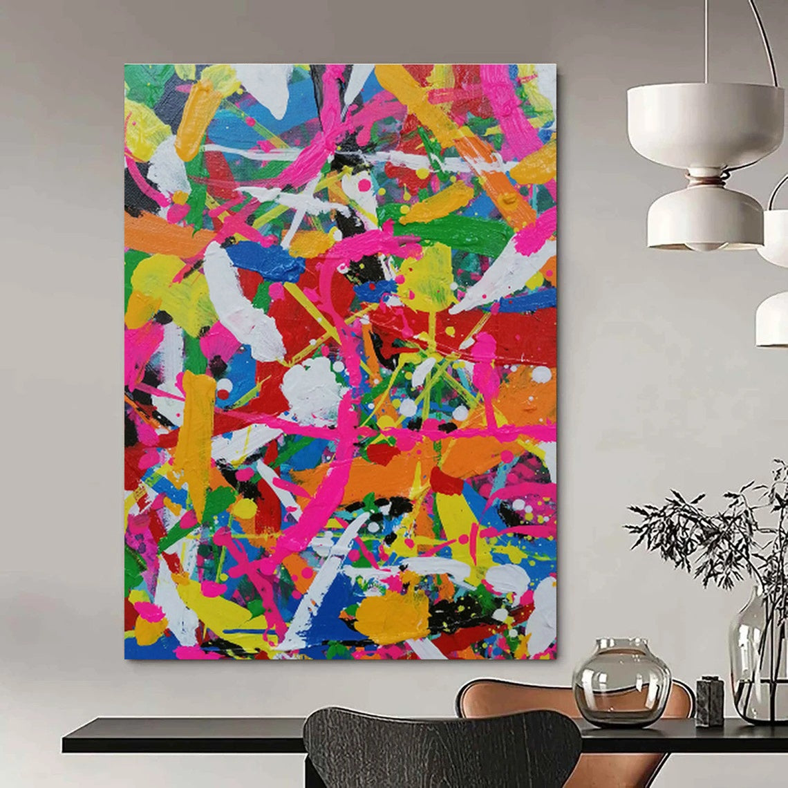 Large Handcrafted Abstract Canvas for Dining Room & Entryway DLZ1284