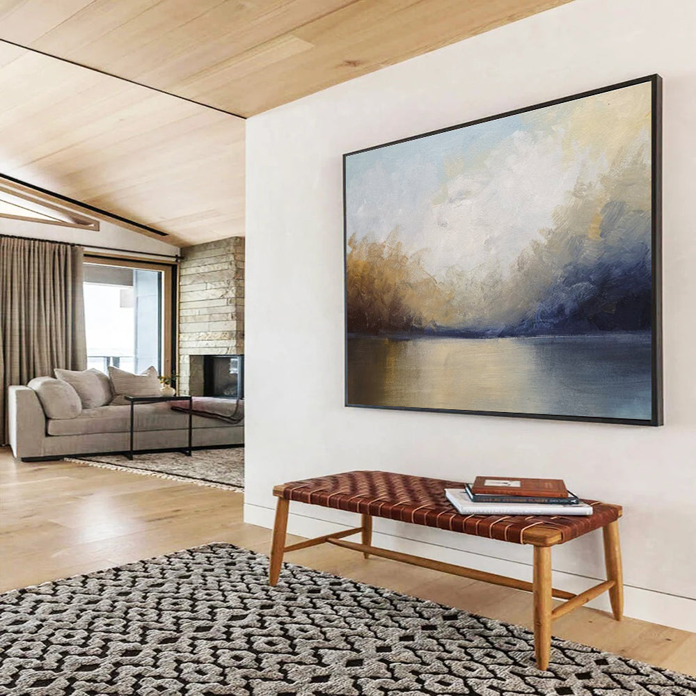 Soft Toned Lake Sky Abstract Painting THY040