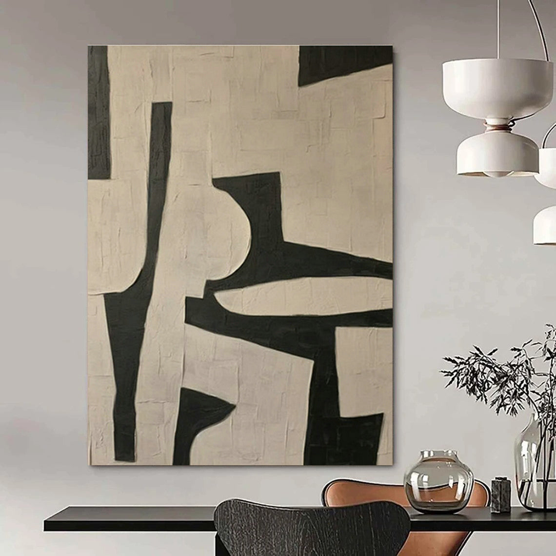 Oversized Custom Hand-Painted Abstract Canvas for Office Reception Wall and Entryway Umbrella Stand Niche DLZ1842