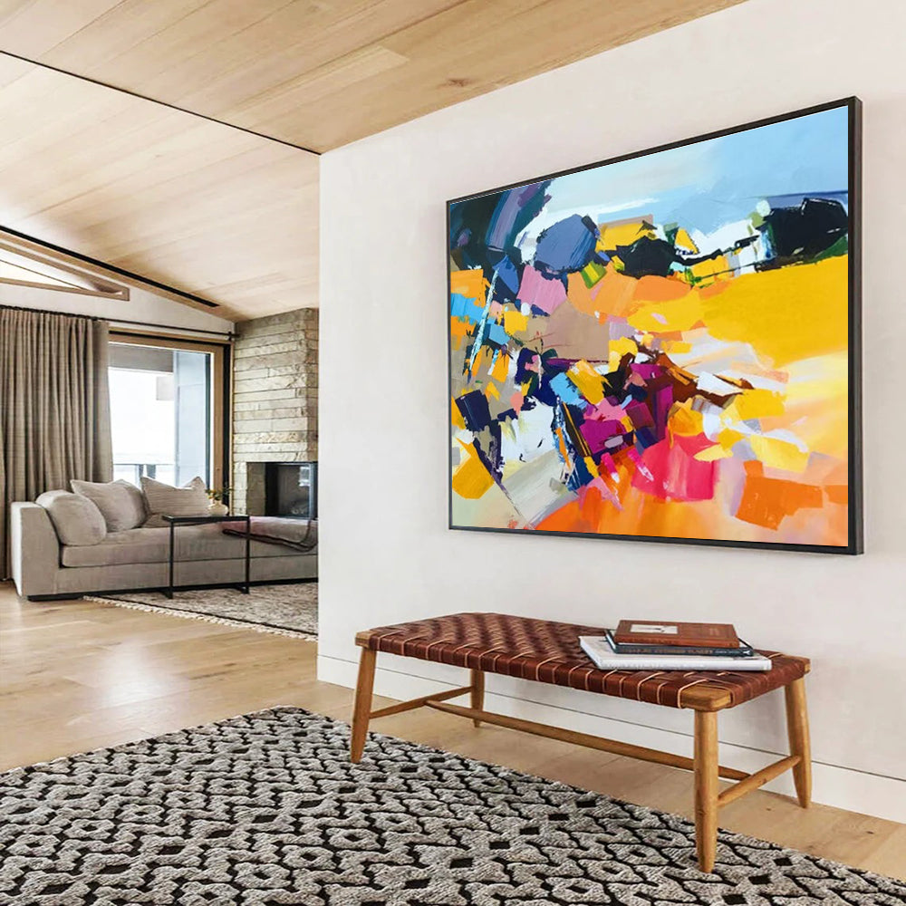 Vibrant Color Block Abstract Painting with Mixed Bold Colors THY187