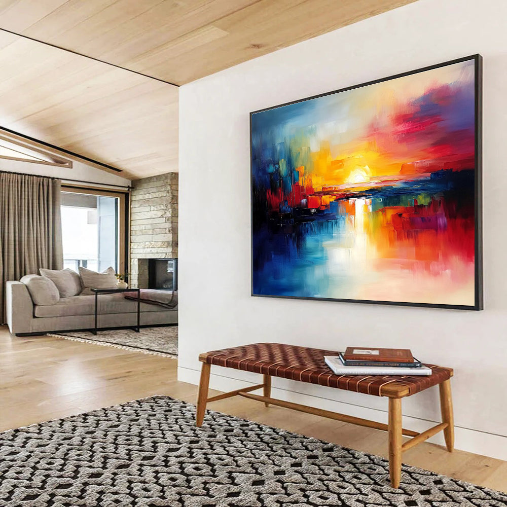 Colorful Sunset Abstract Painting with Vivid Hues DYP152