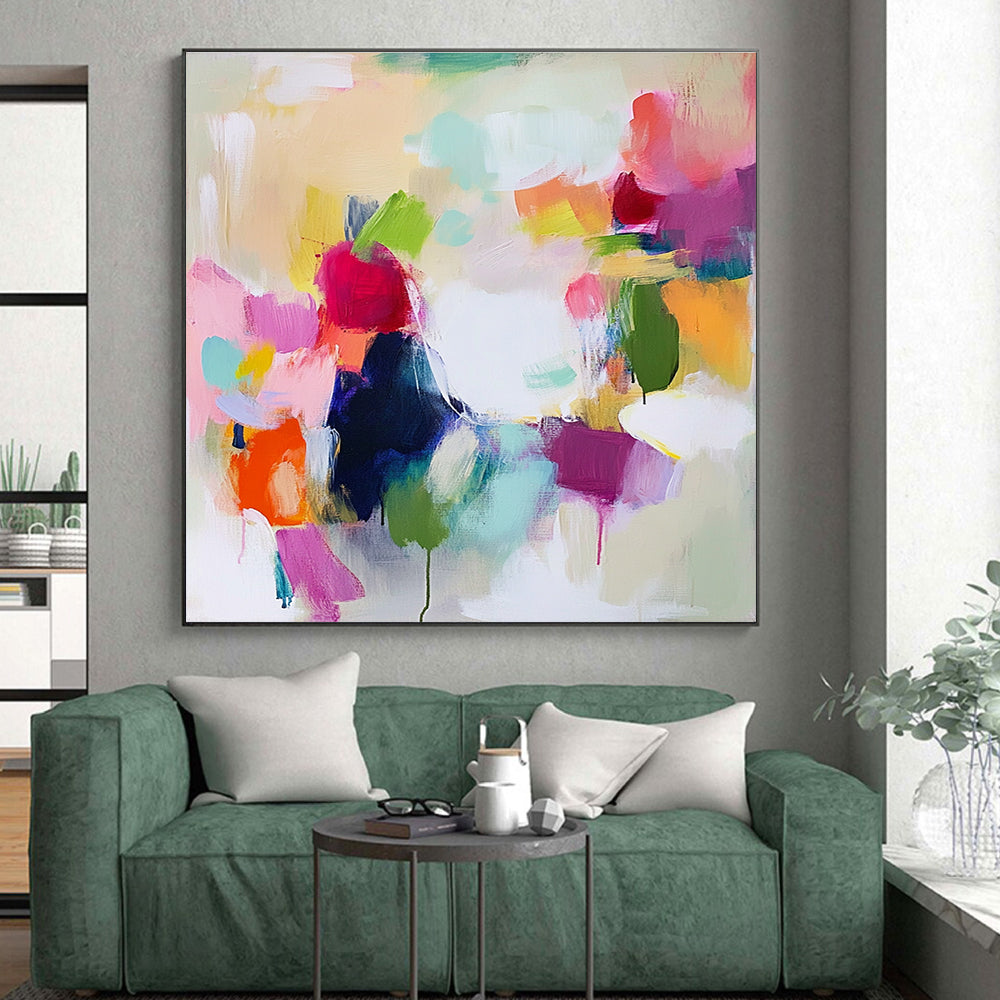 Soft Color Abstract Painting with Gentle Drips GER685