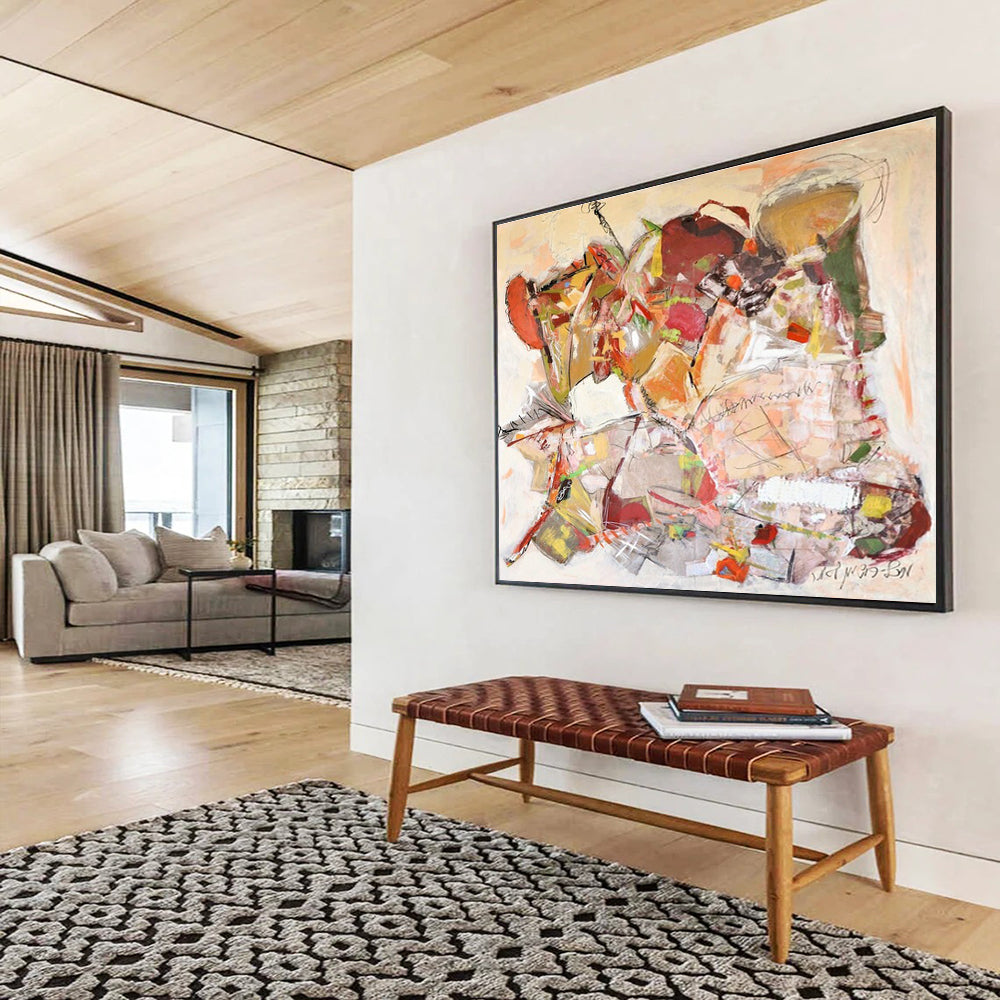 Earth - Toned Abstract Composition Painting with Subtle Color Variations THY241