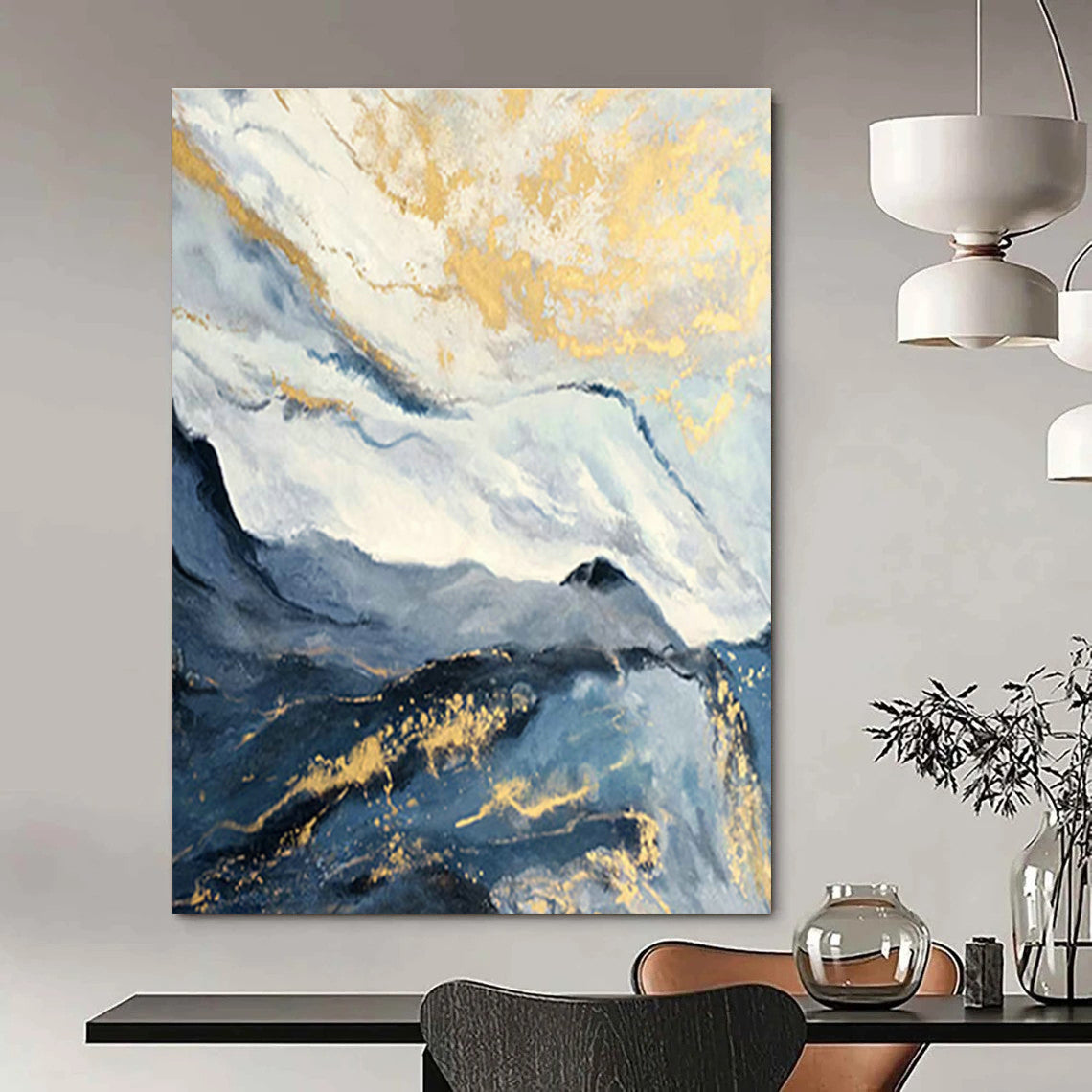 Hand-Painted Geometric Abstract Wall Hanging, a Stylish Embellishment for Dining Room and Foyer DLZ0950