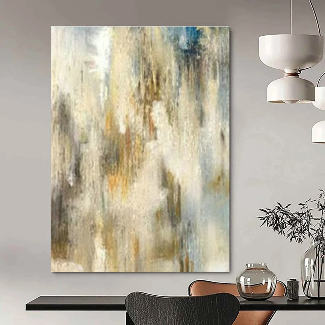 Oversized Custom Hand-Painted Abstract Canvas for Office Reception Lobby and Cottage Hallway Bicycle Display Niche DLZ1900