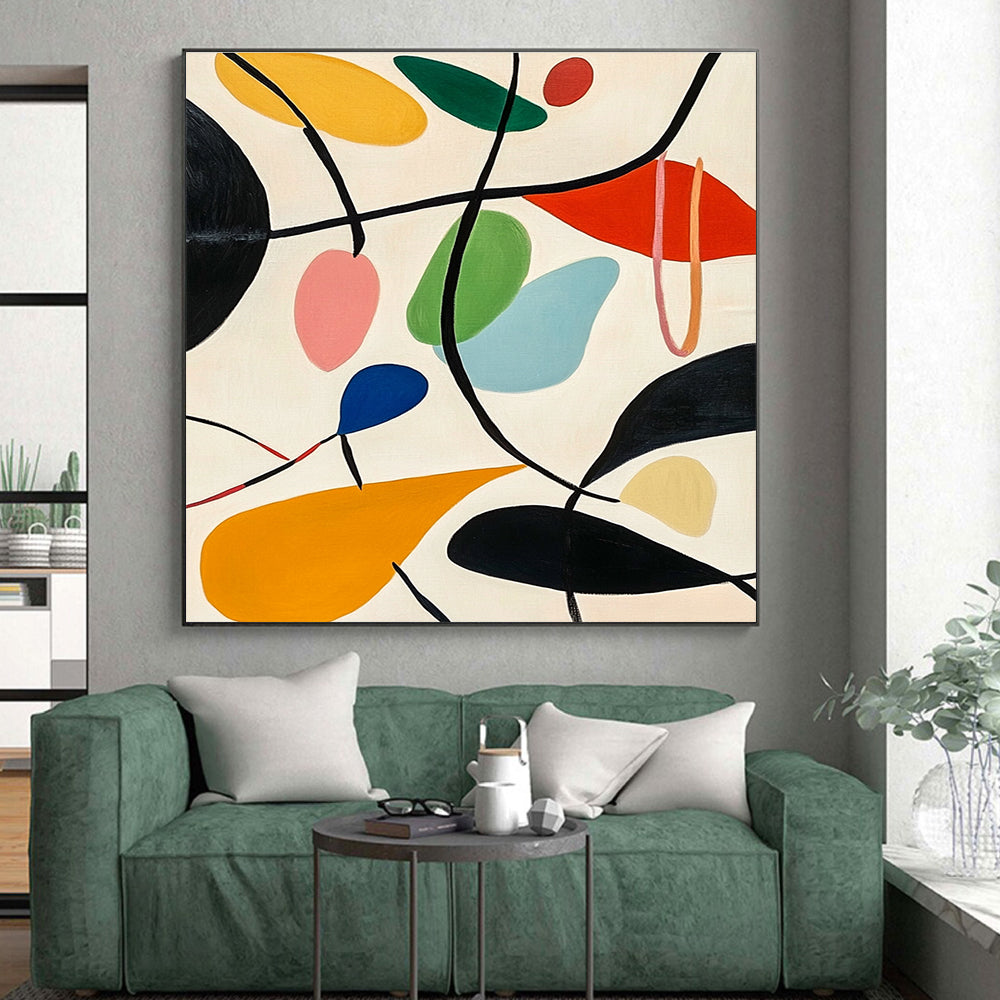 Colorful Leaf - like Abstract Painting with Playful Shapes GER092