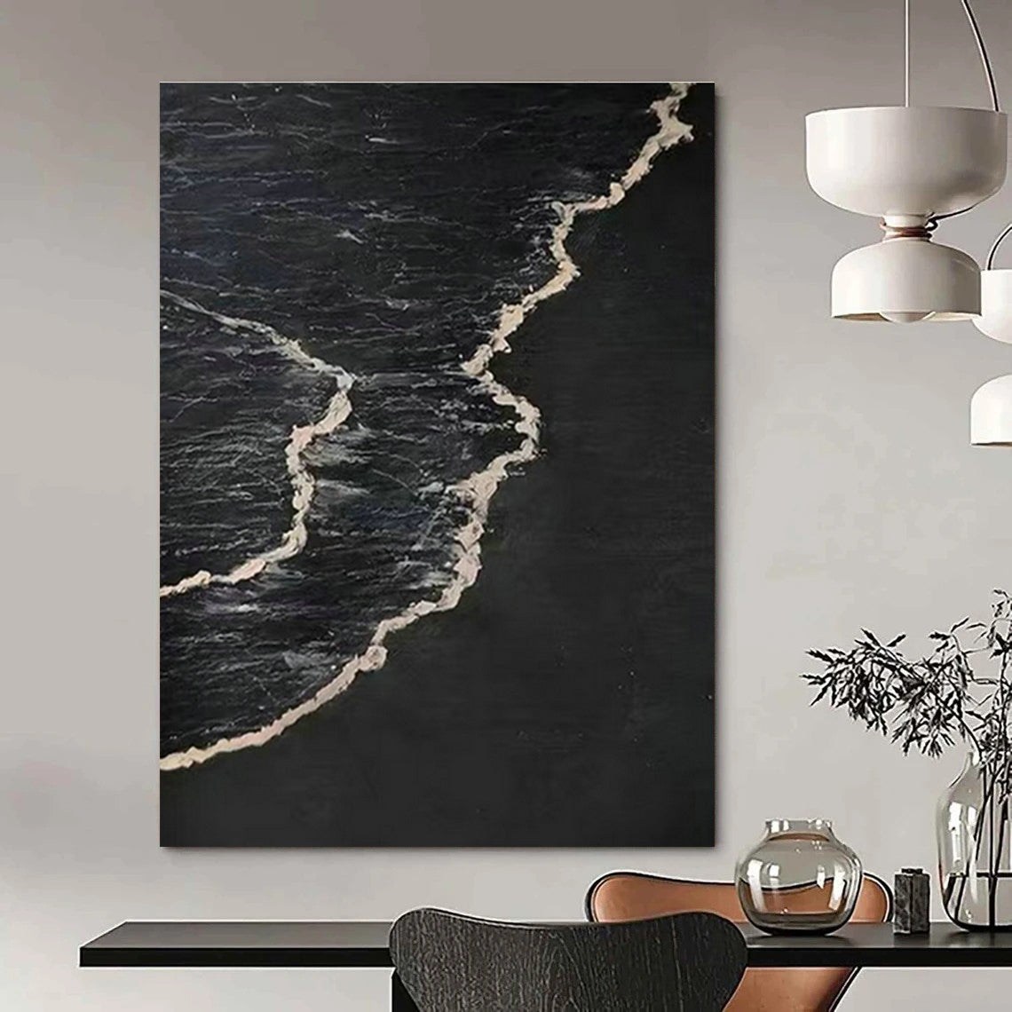 Hand-Painted Abstract Geometric Wall Hanging, Shaping the Personal Style of Bedroom and Dining Room DLZ0966