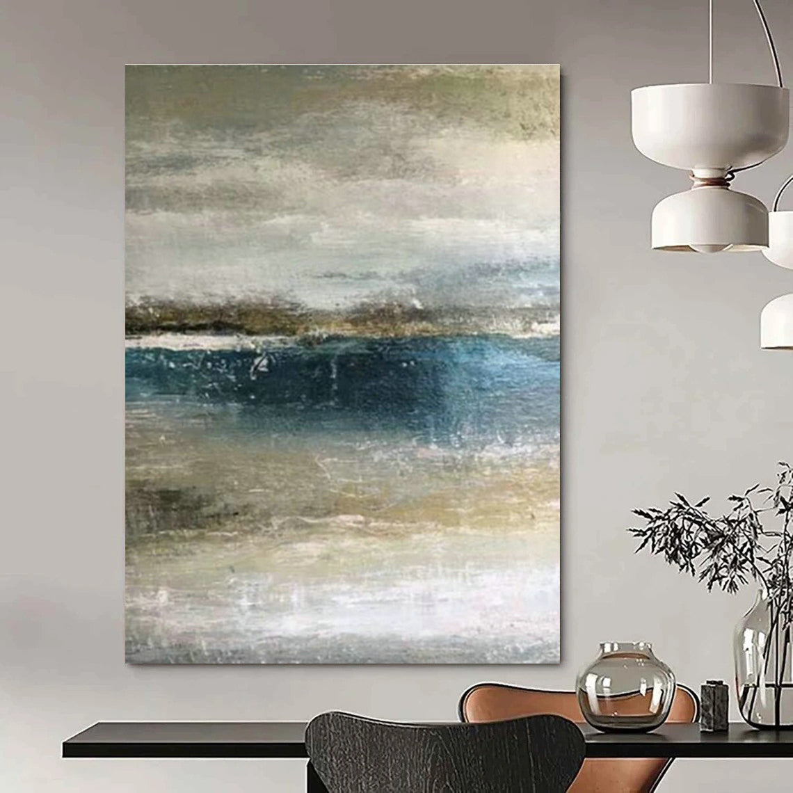 Custom Abstract Paintings for Cottage Office Printer Stands & Bedroom Bedside Table Drawer Bottoms DLZ0926