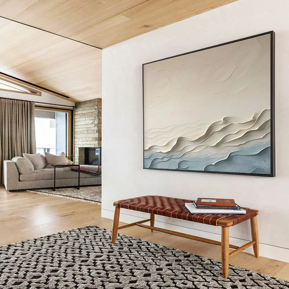 Minimalist Textured Abstract Painting with Neutral Shades THY253