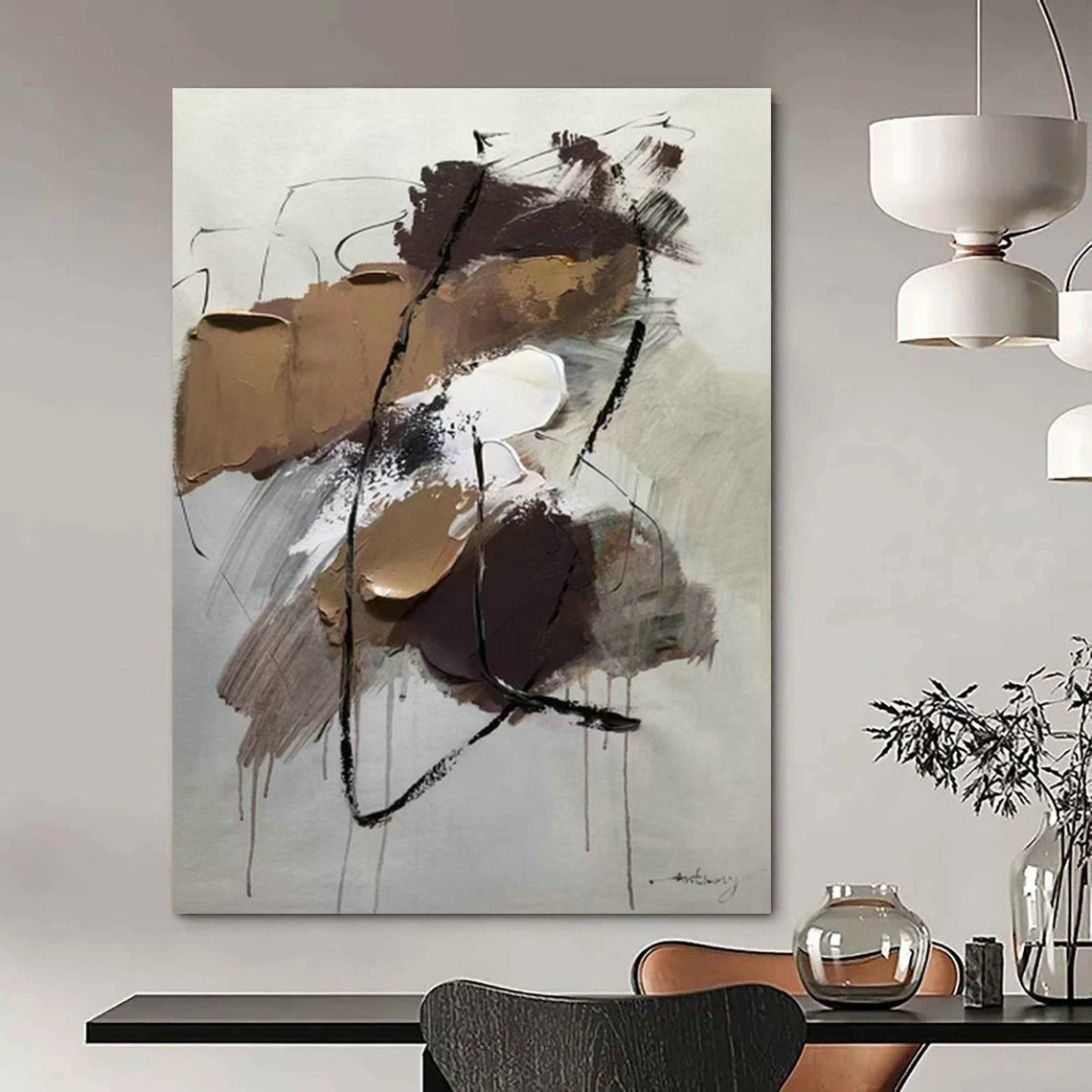 Oversized Abstract Paintings for Living Room Fireplace Surrounds and Office Conference Rooms DLZ0786