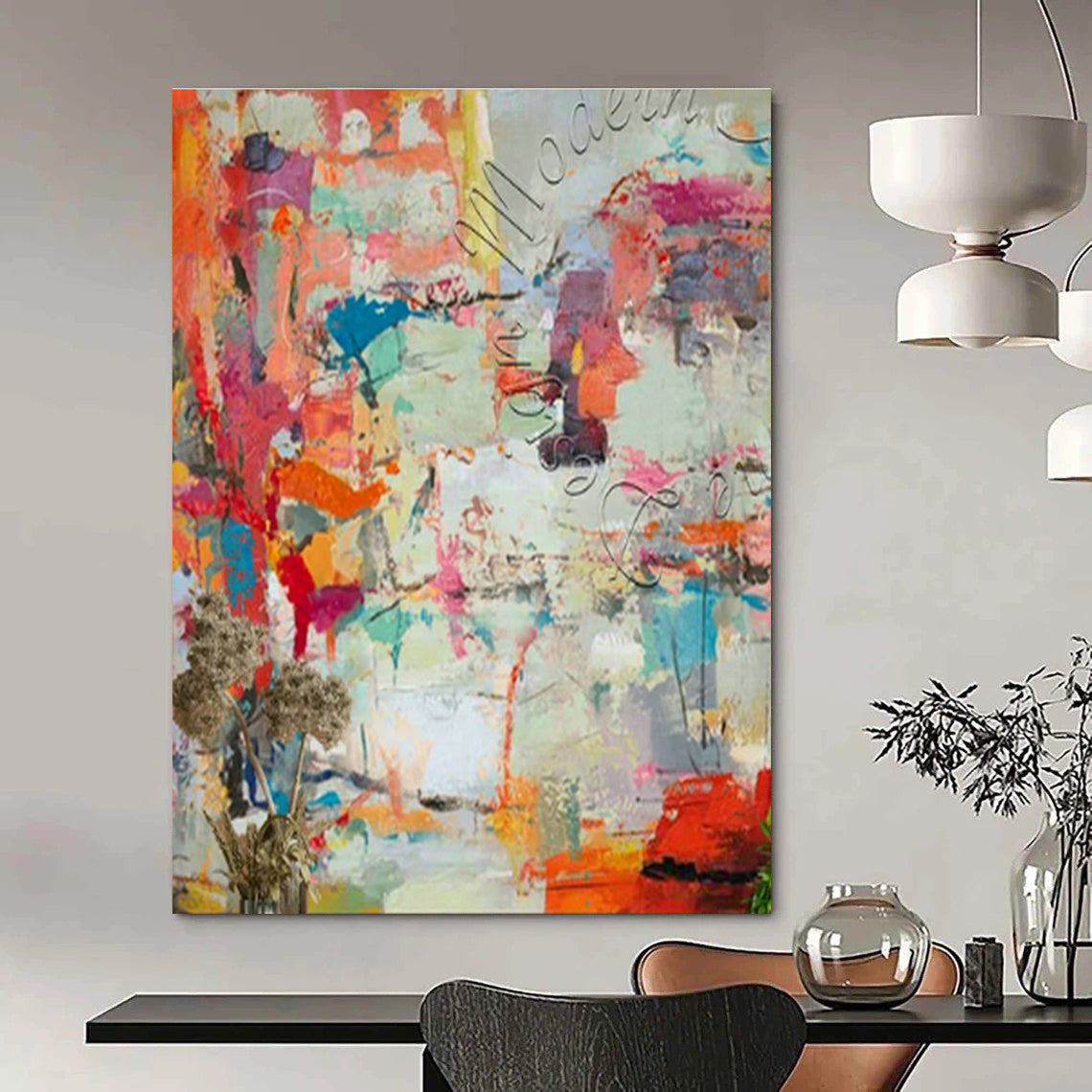 Large Hand-Painted Abstract Art for Office and Dining Room DLZ1827