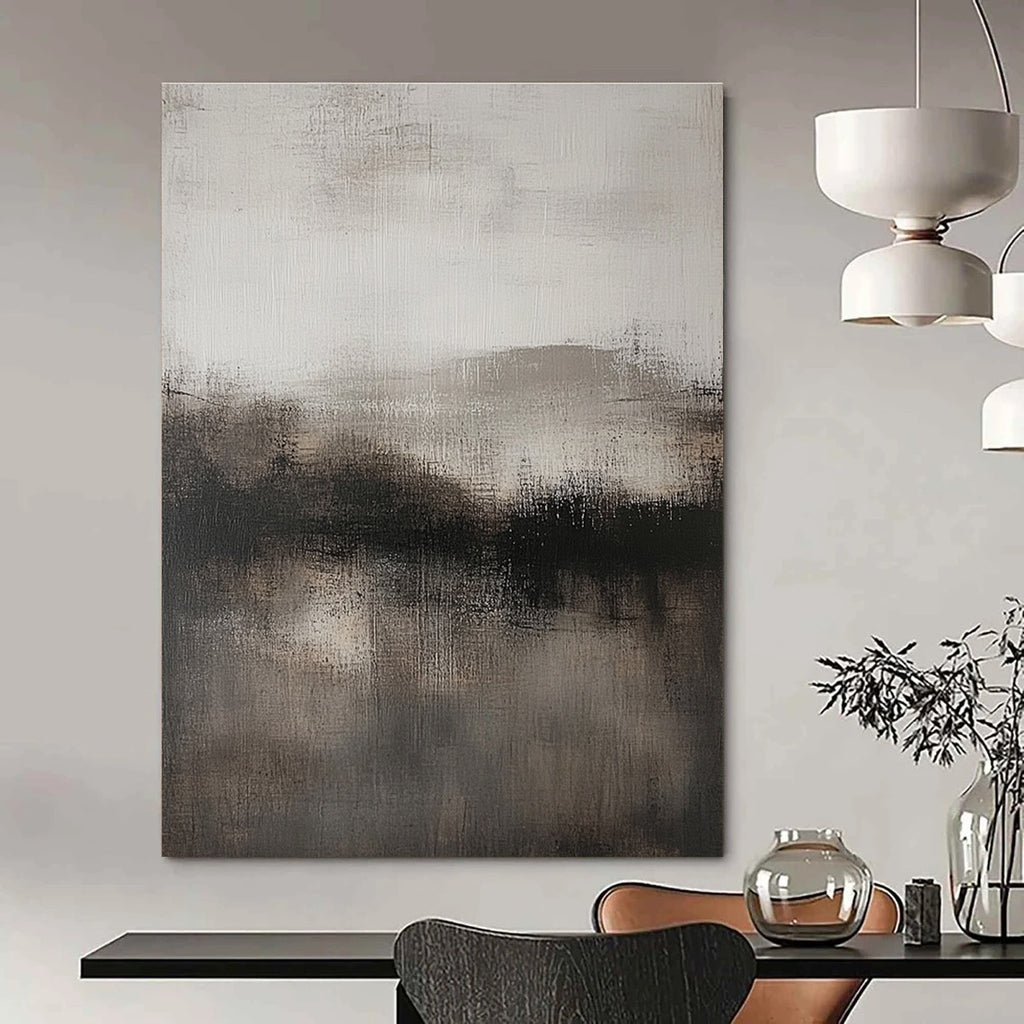 Large abstract artwork featuring neutral tones in gray and black with subtle textures for a sophisticated decor touch.STSC080