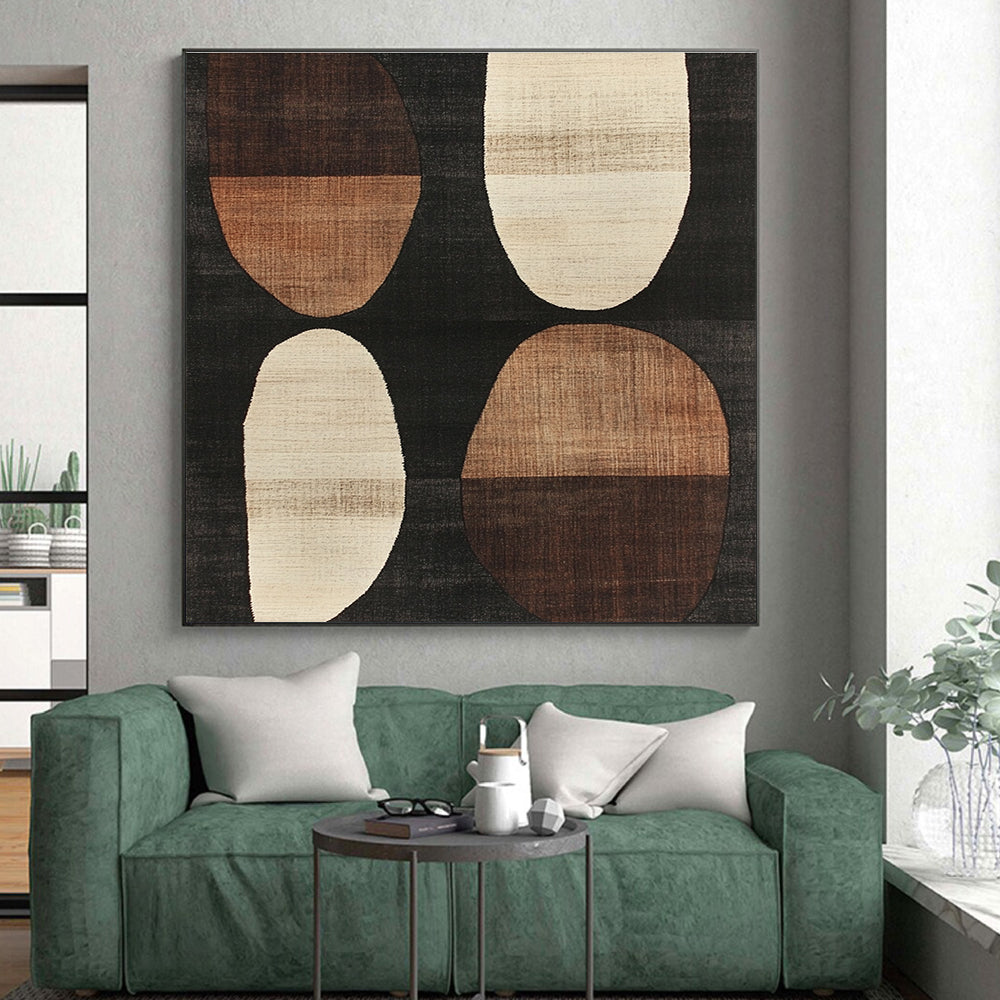 Brown Beige Oval Shapes Abstract Painting GER840