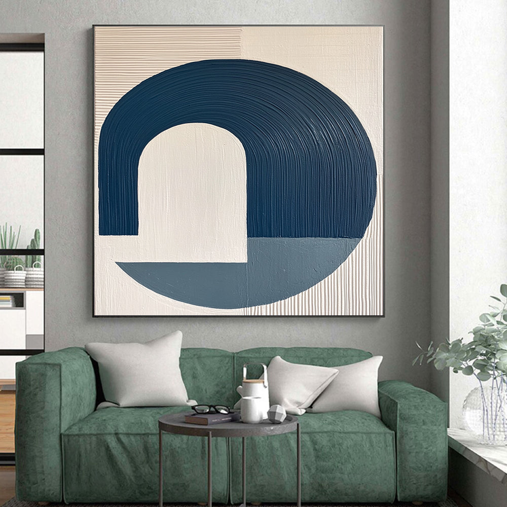 Blue and White Minimalist Geometric Abstract Art GER214