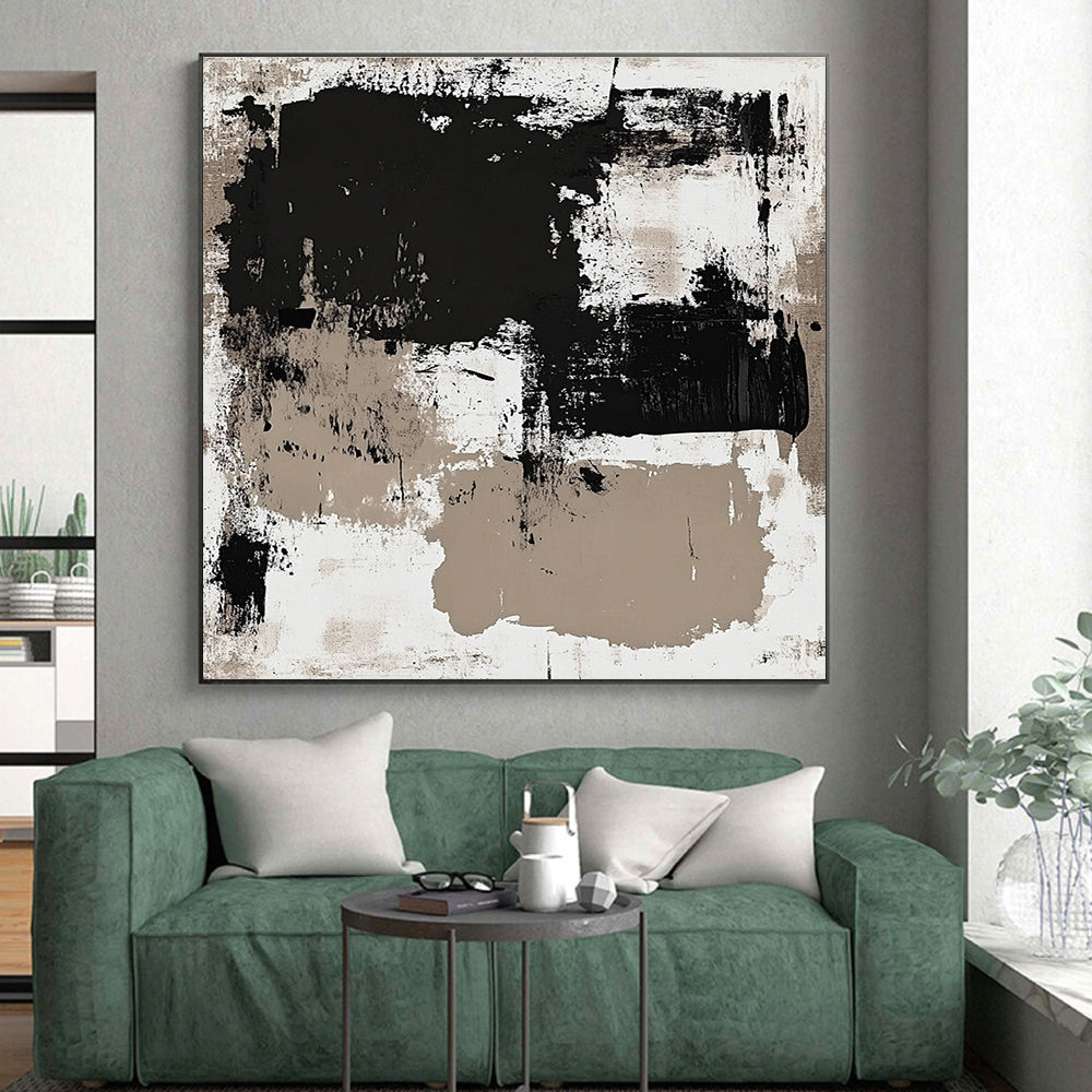 Monochromatic Abstract with Black, White, and Beige GER315