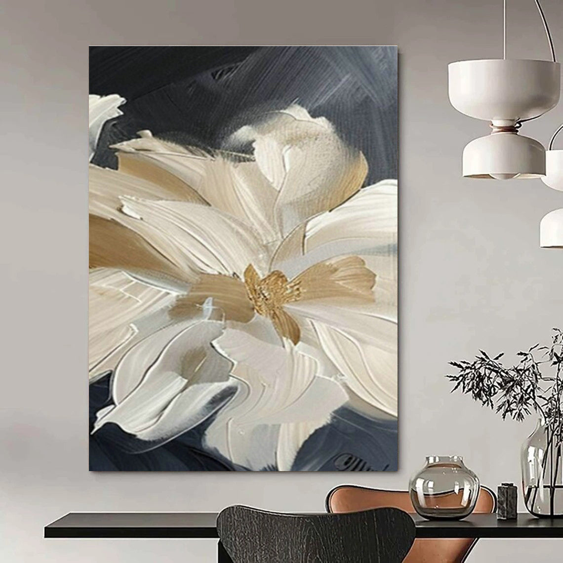 Extra-large Custom Hand-Painted Abstract Canvas for Dining Room Herb Garden Wall and Entryway Plant Stand Area Wall DLZ1995