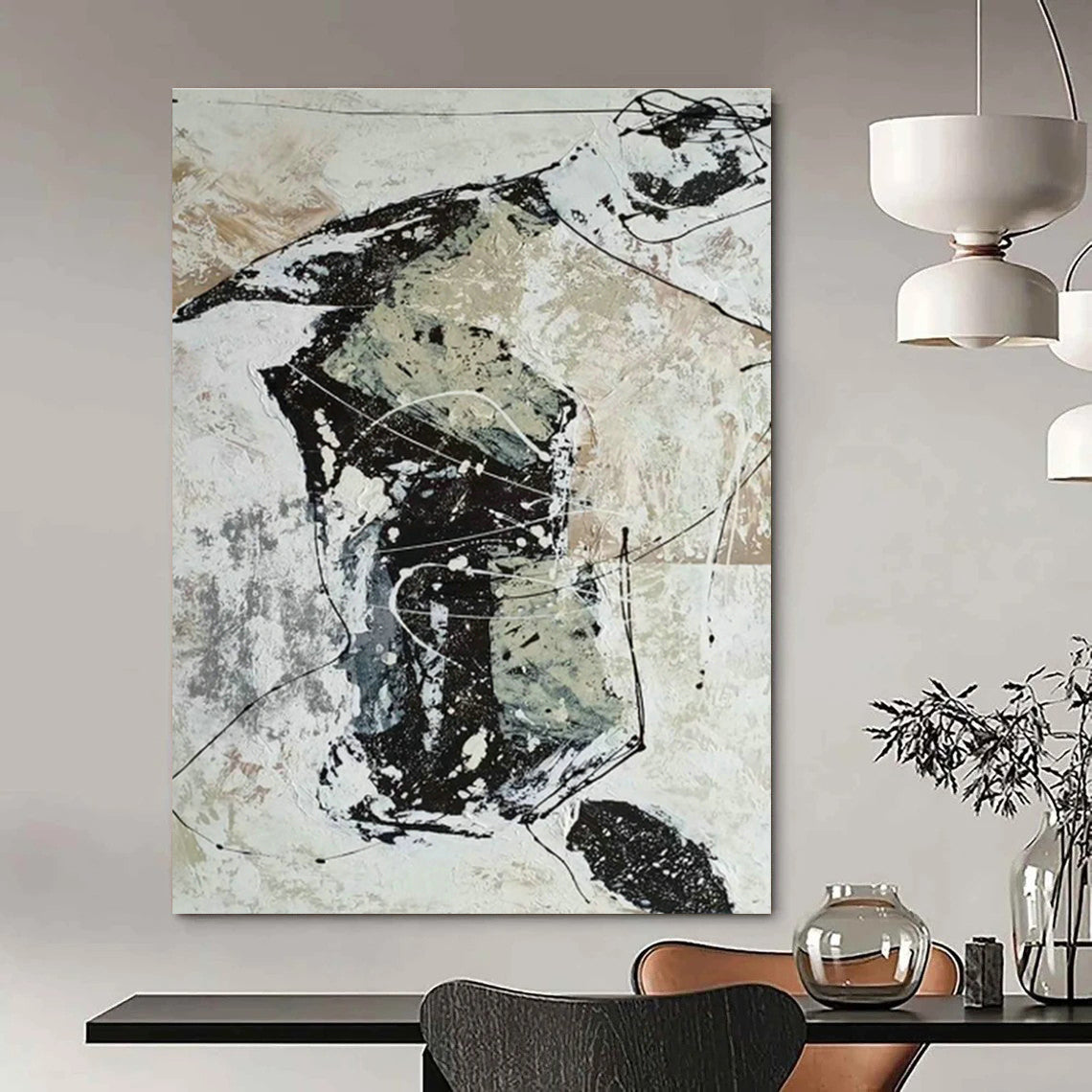 Oversized Custom Abstract Canvases for Cottage Hallway & Living Room DLZ0559