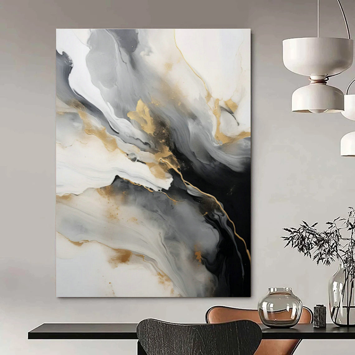 Stupendous Hand - Painted Abstract Canvases for Dining Room Double - Height Walls & Office Atrium Spaces DLZ0729
