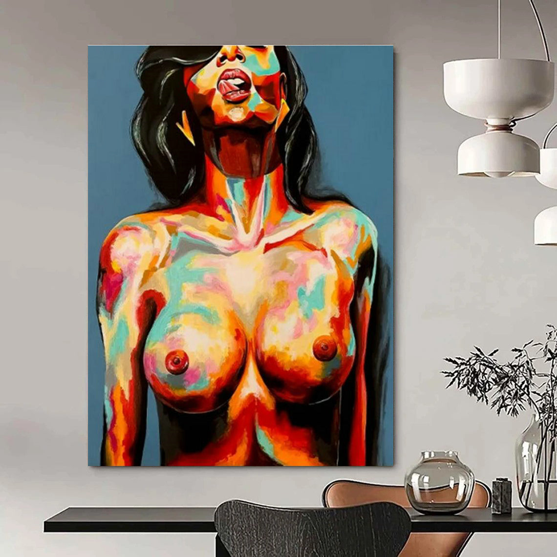 Hand-Painted Abstract Canvas for Cottage Office & Entryway DLZ2329