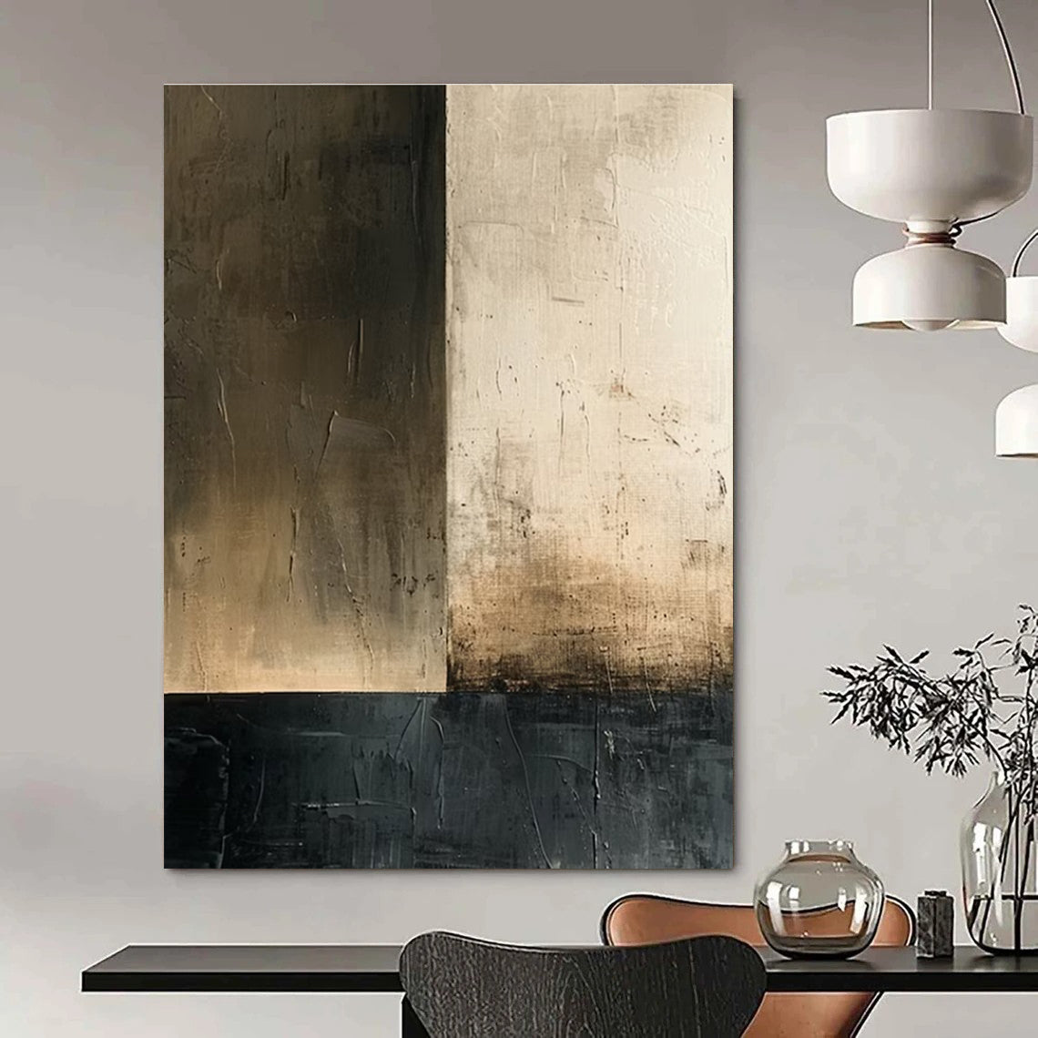Brown Beige Black Abstract Painting ADGE016
