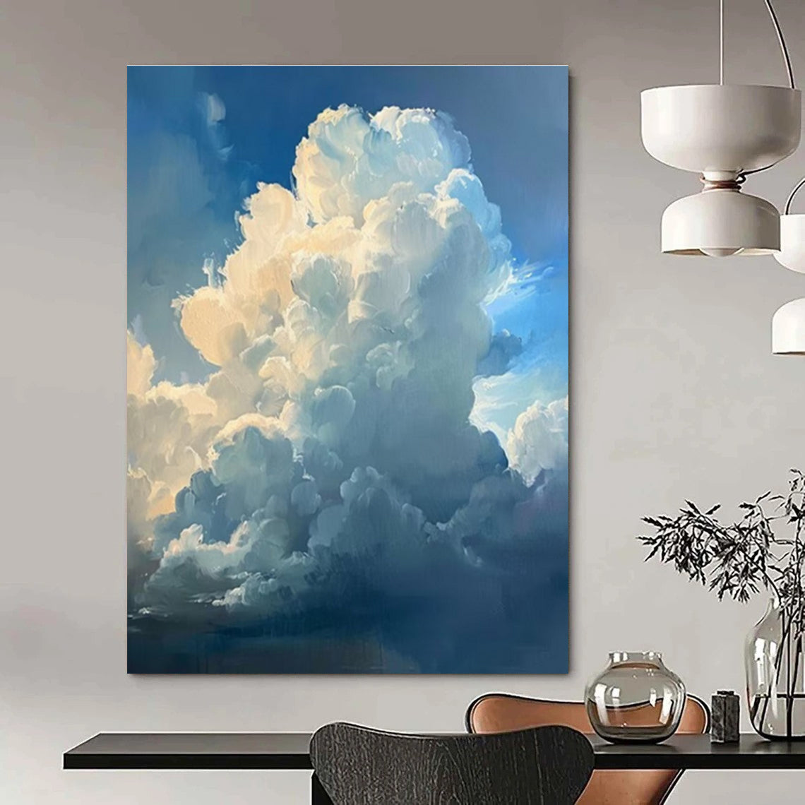 Blue White Cloud Abstract Painting ADGE006