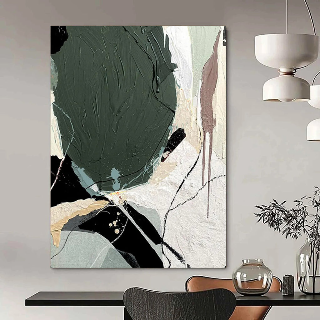 Multicolor Textured Abstract Painting with Eclectic Shapes ADGE505