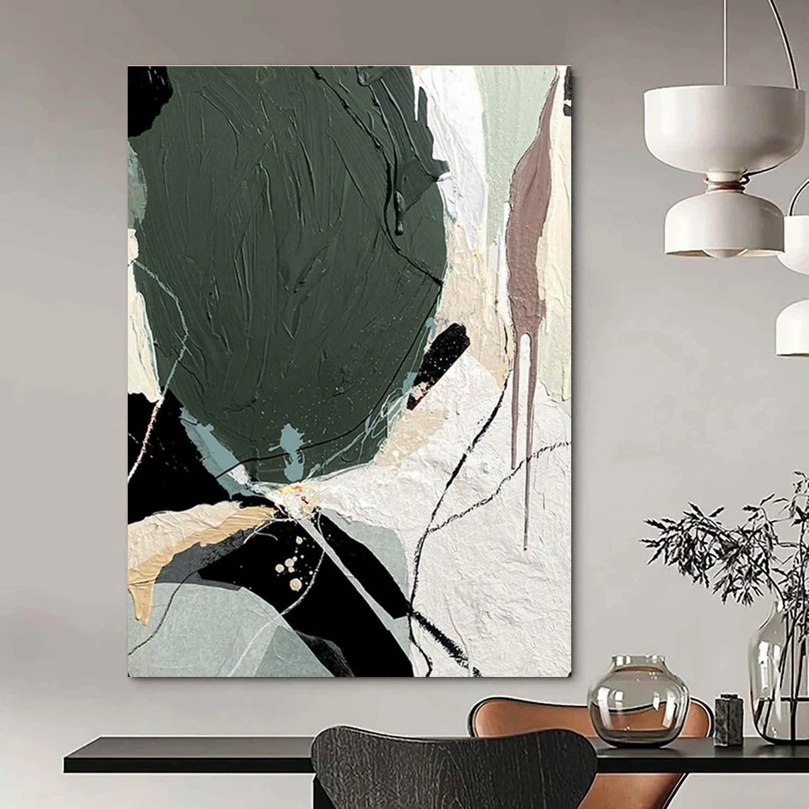 Multicolor Textured Abstract Painting with Eclectic Shapes ADGE505