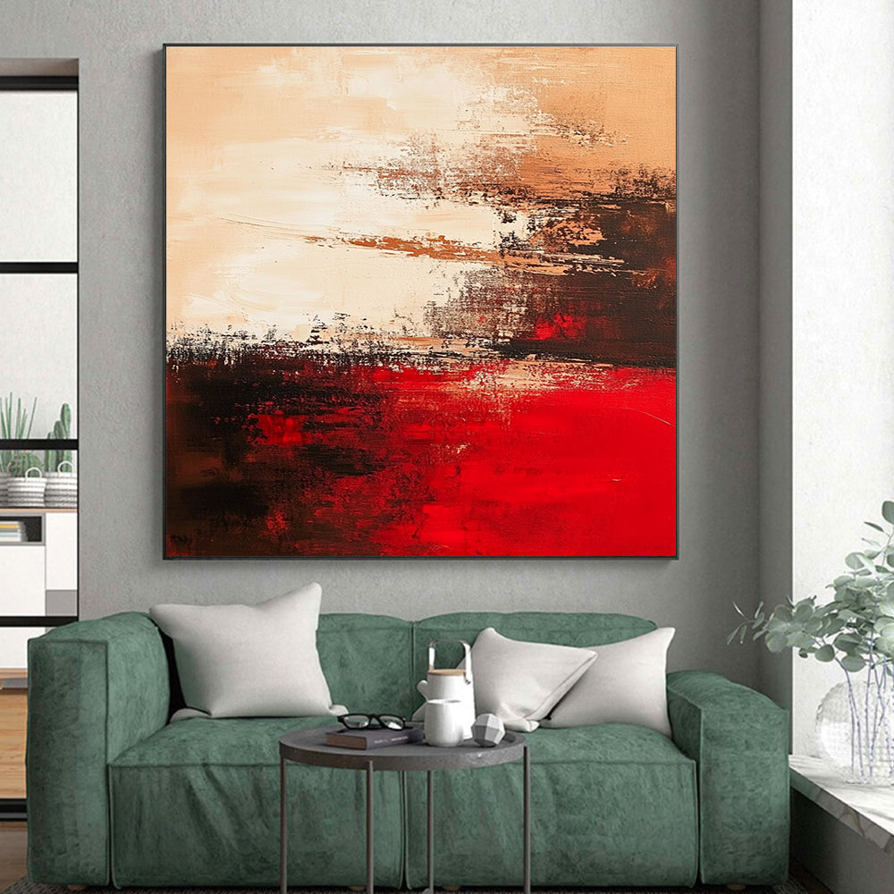 Red Beige and Black Abstract Painting with Subtle Gradients GER664