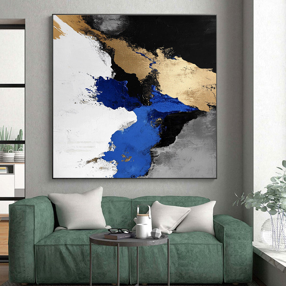 Blue Gold Abstract with Black White and Gray Background GER365
