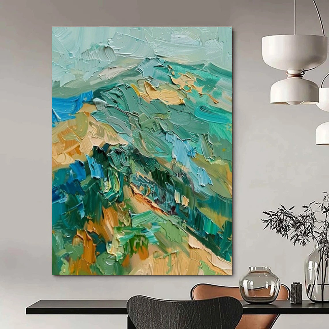 Custom Hand-Painted Abstract Canvas for Office and Entryway DLZ1465