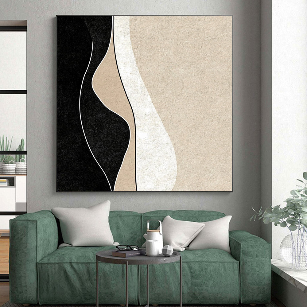 Curved Line Abstract Painting with Neutral Tones GER098
