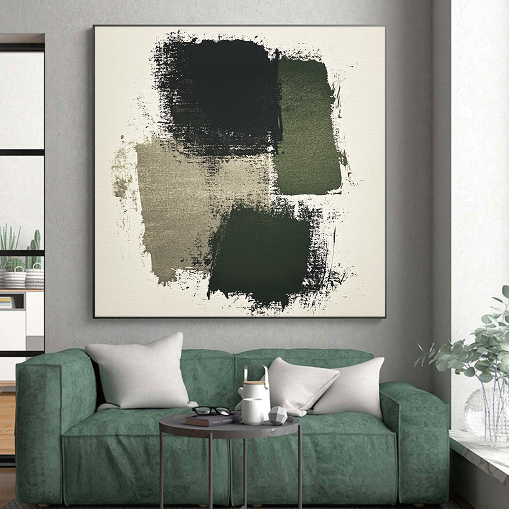 Earth - Toned Abstract with Black, Green, and Gray Textures GER265