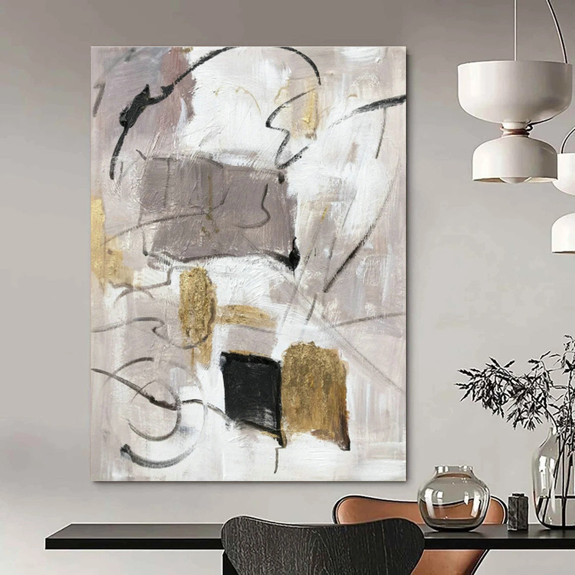 Large Hand-Painted Abstract Painting for Office & Hallway DLZ1292