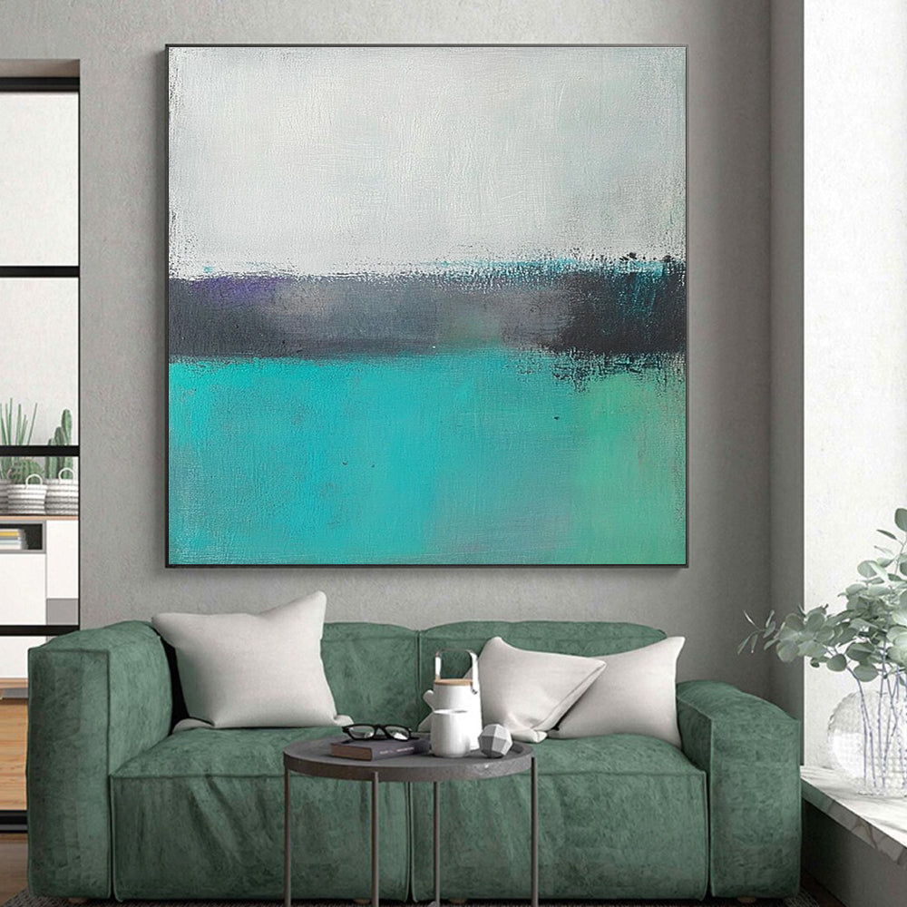 Teal and Purple Abstract Painting with Subtle Color Blends GER654