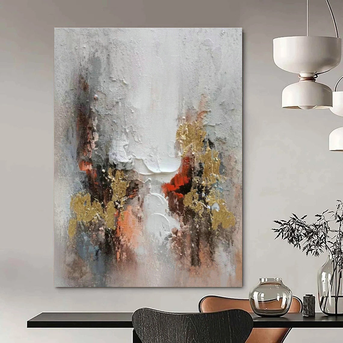 Handmade Extra-Large Abstract Painting for Dining Room & Entryway DLZ1175