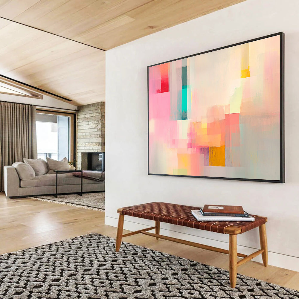 Pastel Color Block Abstract Painting with Soft Hues DYP460
