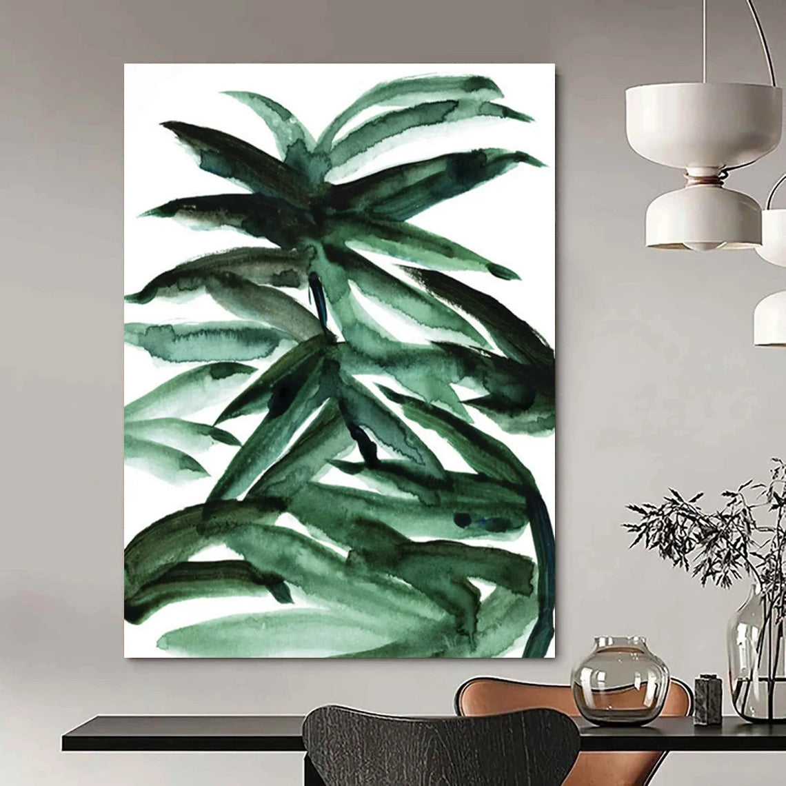 Green Leafy Watercolor Abstract Painting ADGE243