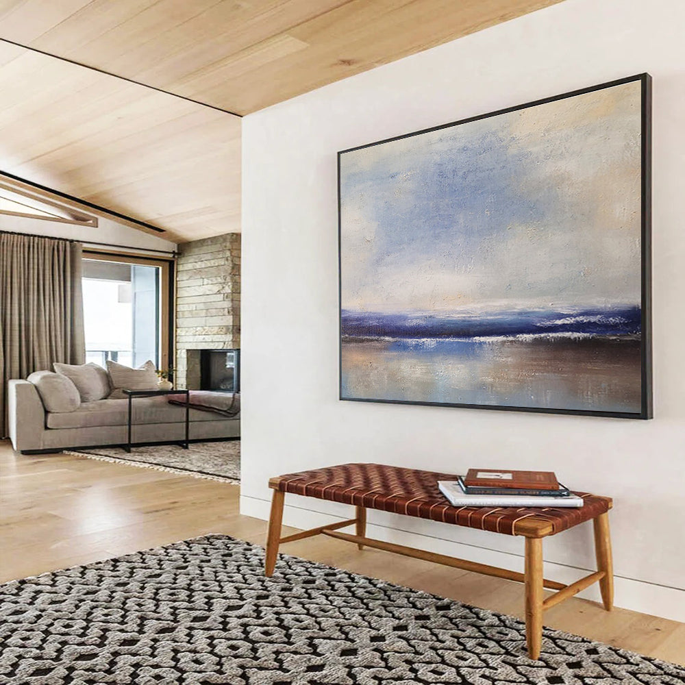 Blue Grey Serene Sea Abstract Painting THY036