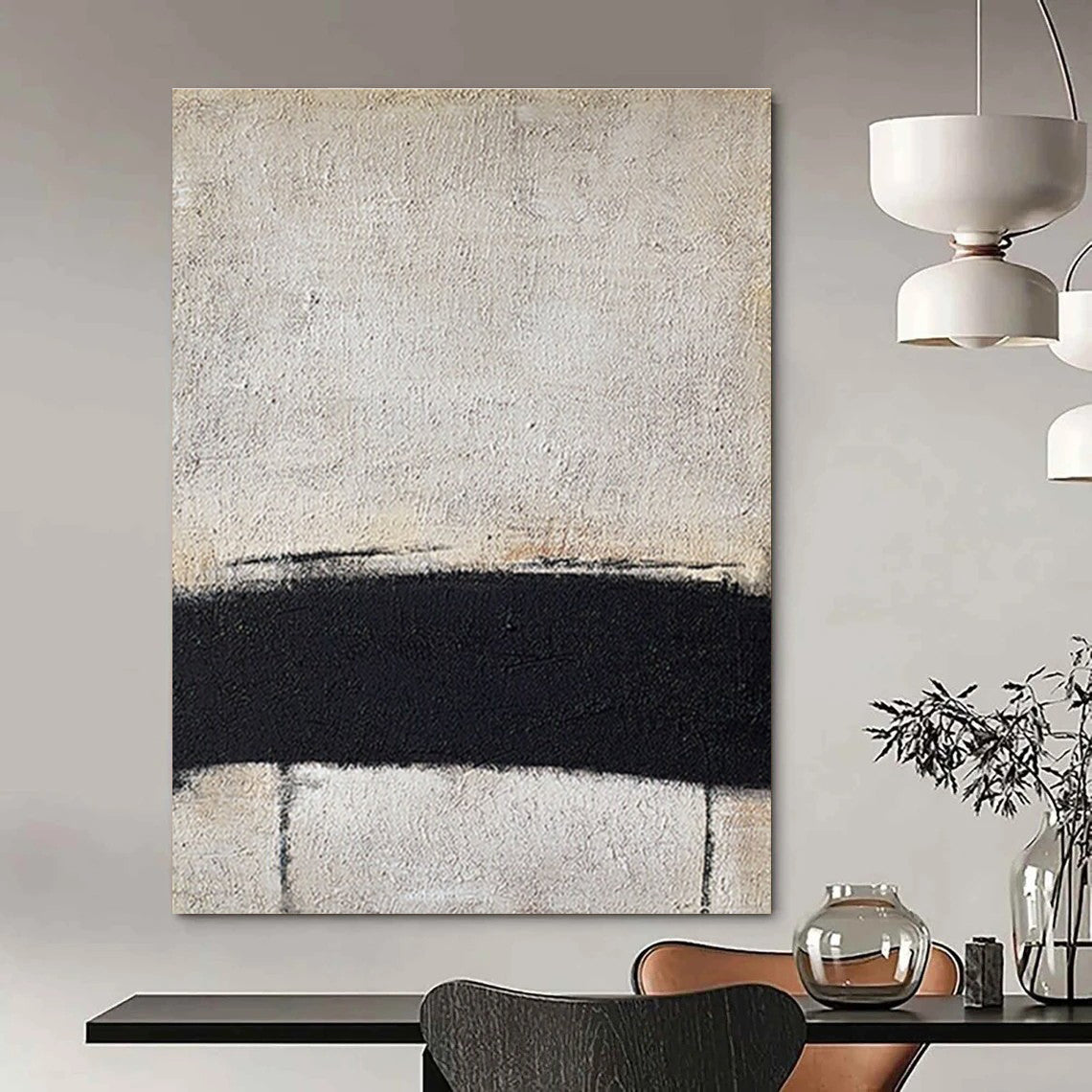 Black and White Minimalist Abstract Painting ADGE353