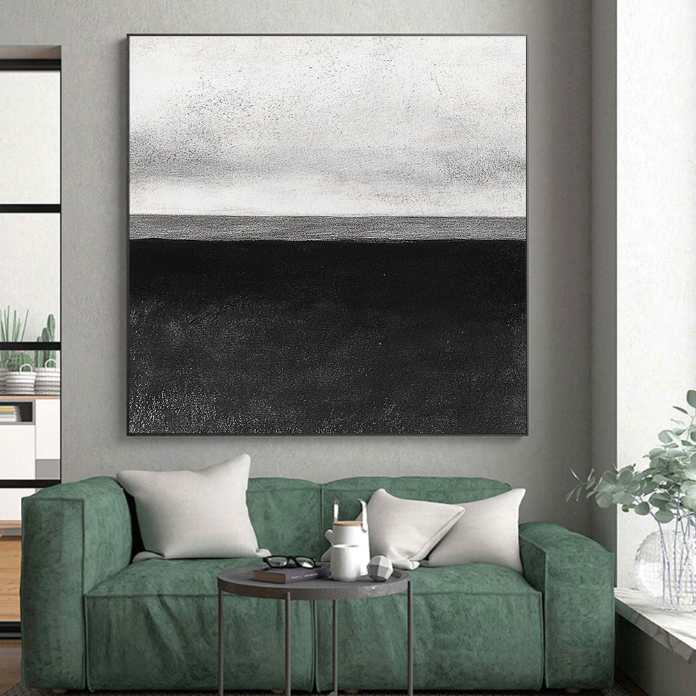 Black White Horizon Abstract Painting GER827
