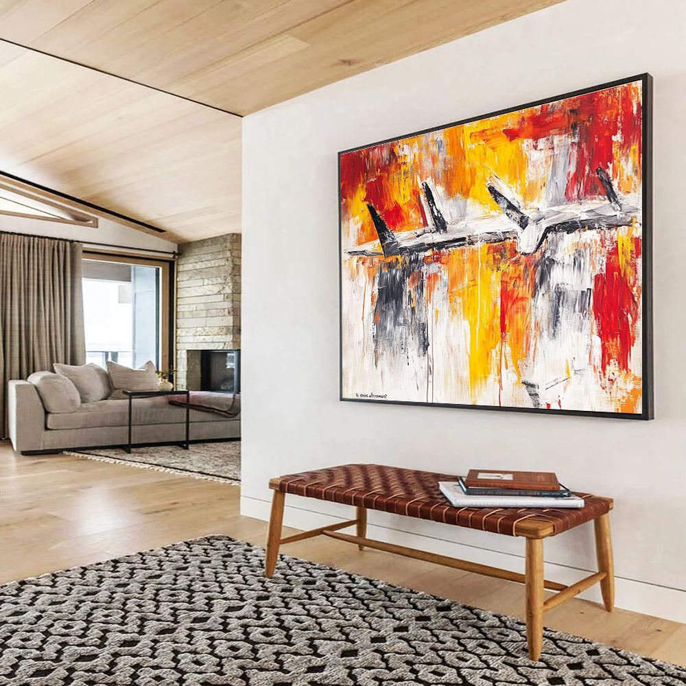 Abstract Aircraft Painting with Fiery Colors DYP497