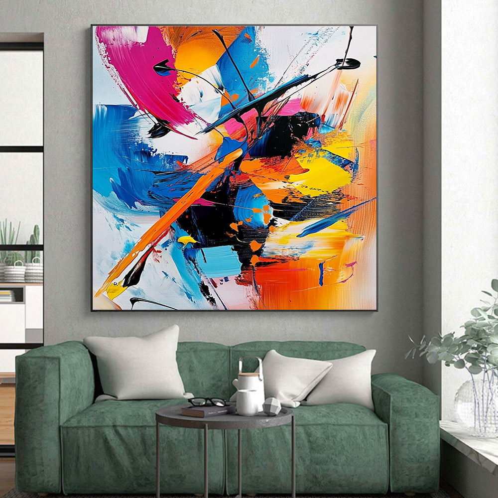 Colorful Dynamic Abstract Painting with Bold Strokes GER640