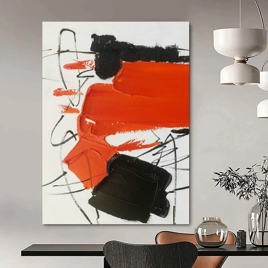 Custom - Designed Hand - Painted Abstract Canvases for Bedroom Window Seats & Office Standing Desks DLZ0824