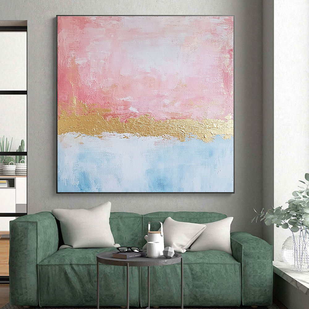 Pink Gold Abstract Painting with Delicate Layers GER726