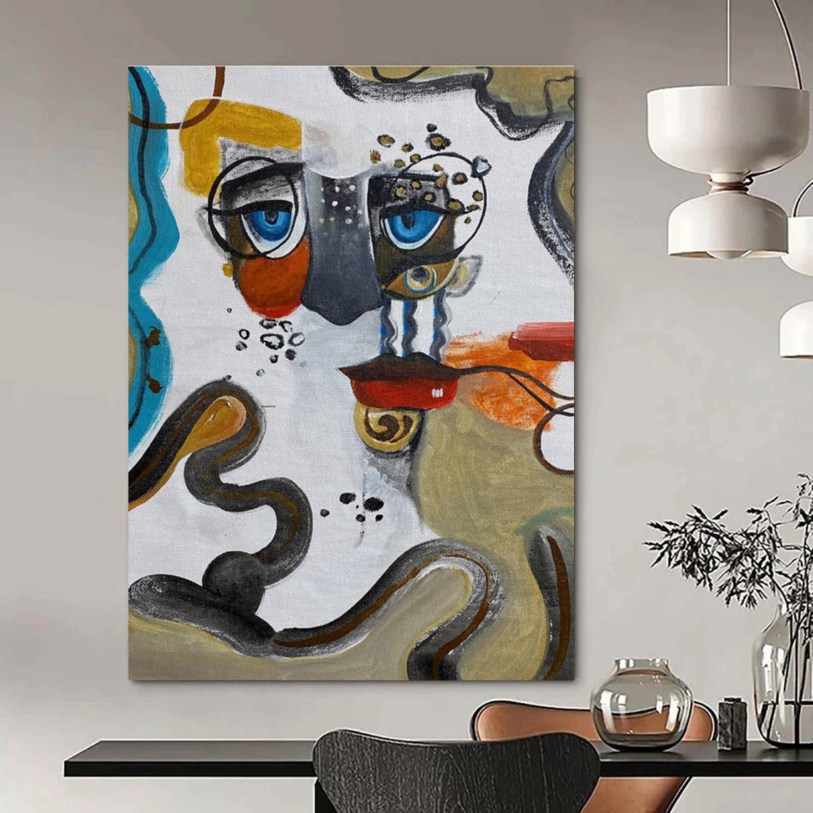 Abstract Face Composition Painting with Eclectic Elements ADGE466