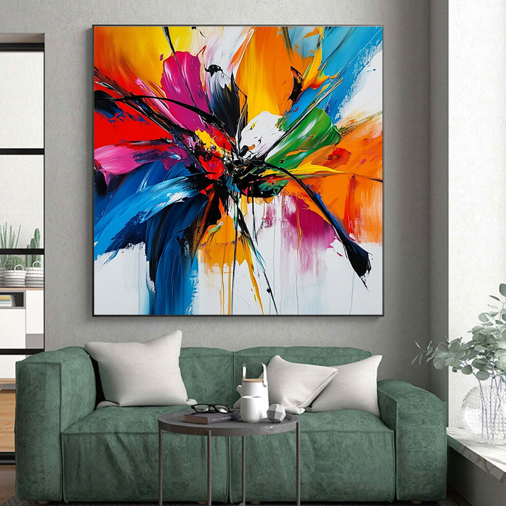 Vivid Flower Abstract Painting with Splashed Colors GER787