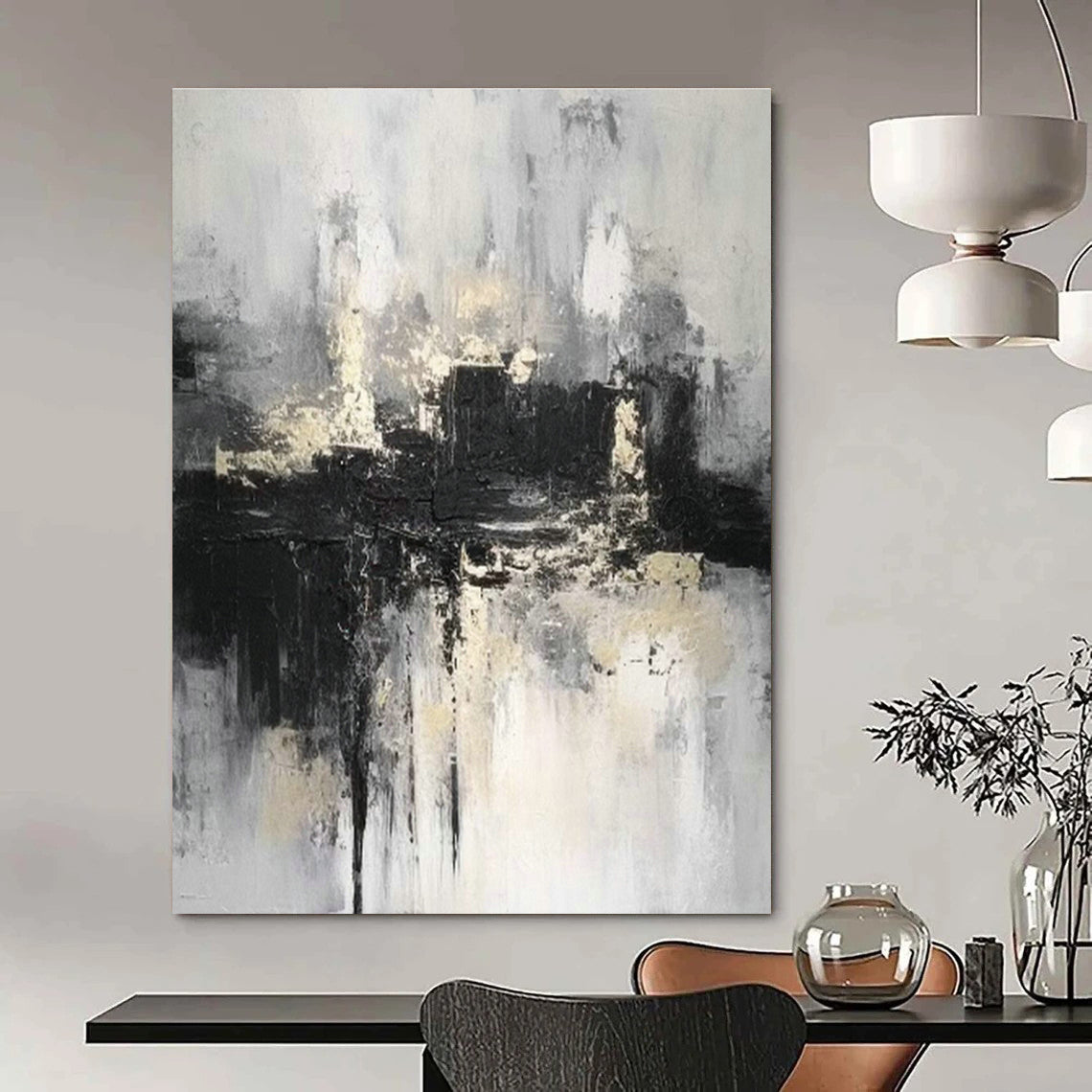 Oversized Abstract Canvases for Dining Room Double - Height Wall Niche Inserts & Office Atrium Space Partition Screens DLZ0866