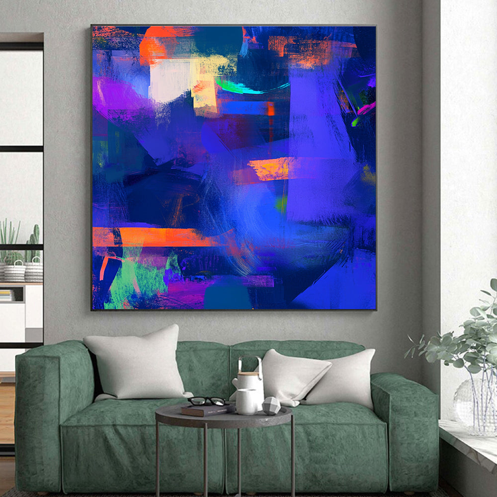 Purple Blue Abstract Painting with Deep Hues GER407