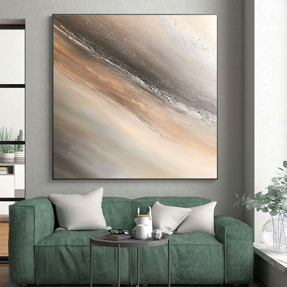 Beige Gray Abstract Painting with Subtle Textures GER794